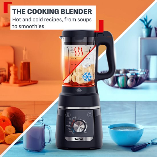 TEFAL Blendforce Cook 1.5L - Kookfunctie - Auto-reinigingsprogramma Blender Zwart - Soepmaker & Smoothie Blender - Ice Crush Functie - 8 Automatische Programma’s - Verwarmende Multifunctionele Keukenblender van Tefal — afbeelding 4