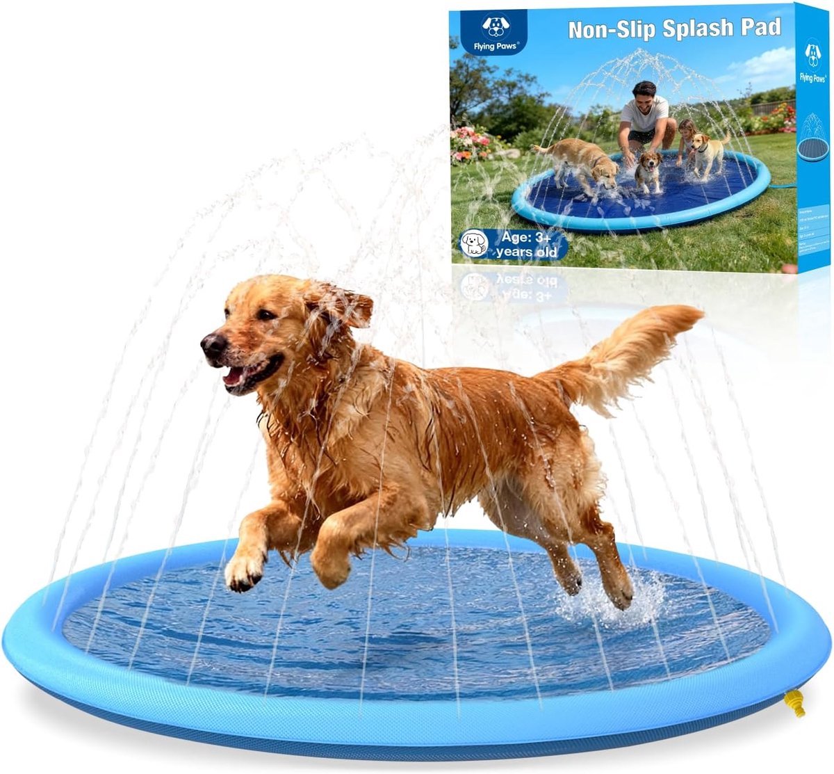 Solvix waterspeelmat fontein - Hondensplash Pad - 0.55mm Dikte - Spetterend Waterplezier - Geschikt voor Grote Honden - Voor in de Achtertuin
