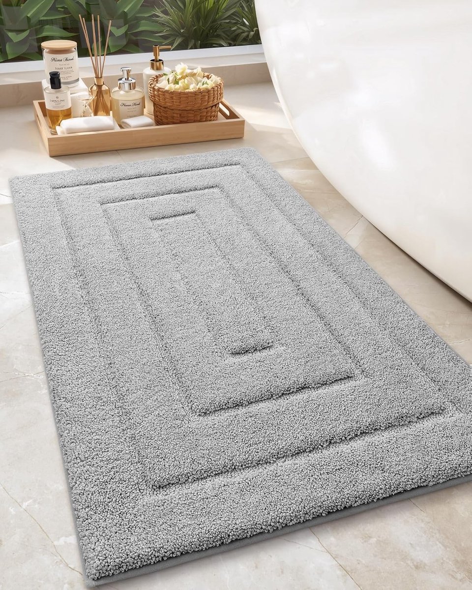 Zachte en Absorberende Badmat van Microfiber, 44 x 76 cm, Machinewasbaar, Lichtgrijs, Idea