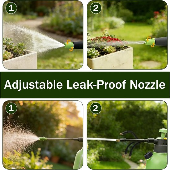 Drukspuit 2 Liter met Twee Verstelbare Sproeiers voor Tuin en Onkruidbestrijding — afbeelding 3