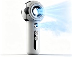 LISM-Draagbare WK-vernevelingsventilator, stille handventilator in de vorm van een voetbal met vernevelingsfunctie, oplaadbare vernevelingsventilator met led-display, Geschikt voor thuis, op kantoor, op reis, kamperen en wandelen.