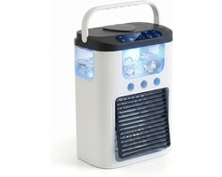 LISM-Draagbare ventilator Geschikt voor airconditioning, USB-voeding, mini oplaadbare desktop airconditioner, ondersteunt 3 snelheden en 3 sproeistanden, waterreservoir van 600 ml.