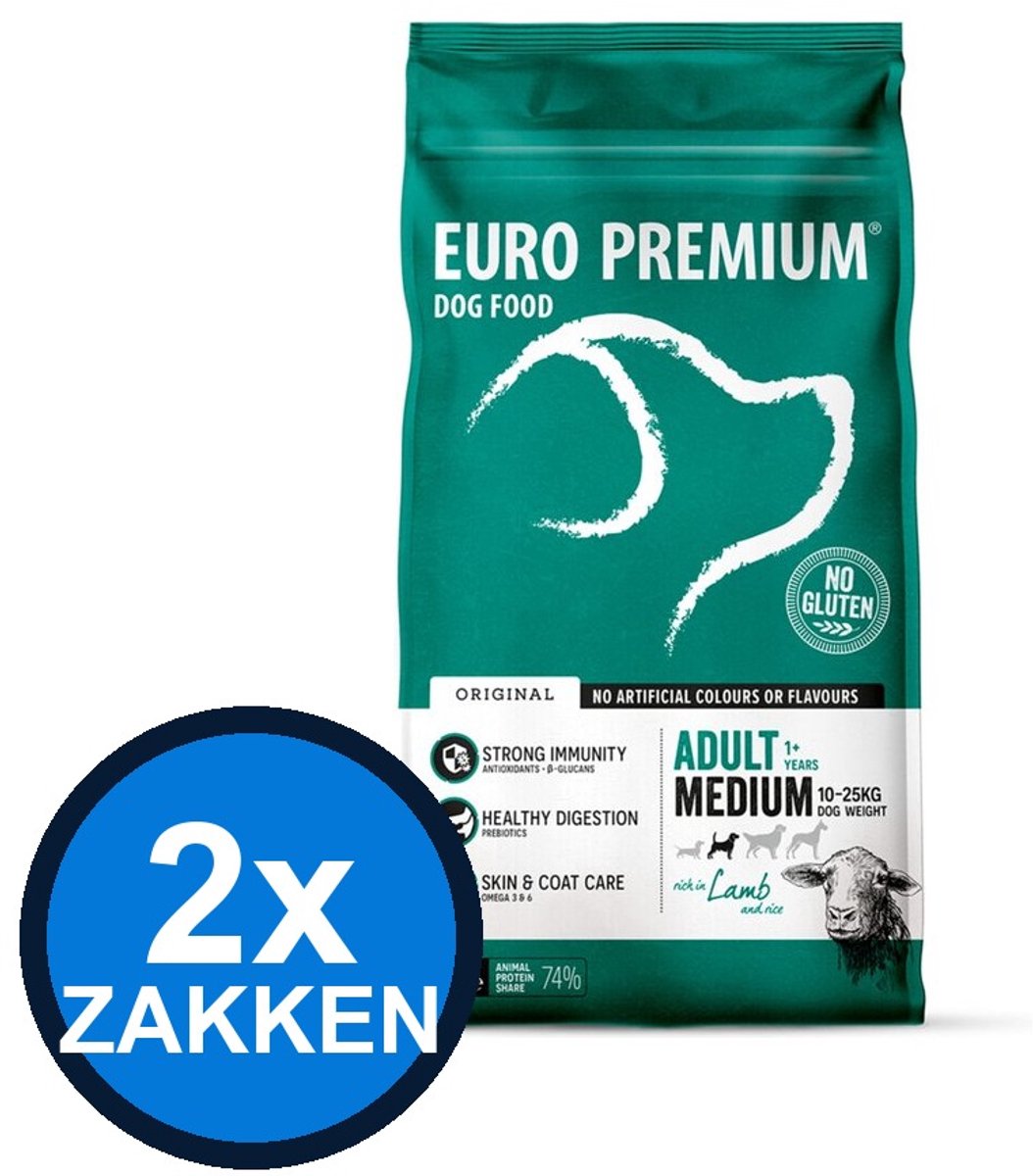 Euro Premium Euro-Premium - Adult Medium Lamb & rice - Hondenvoer Droogvoer - 3 kg