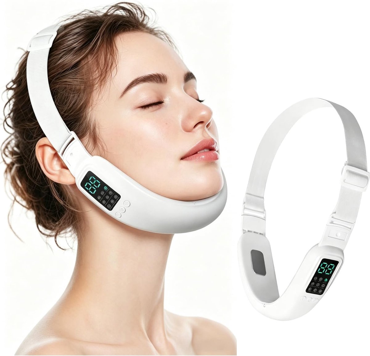 Anti-rimpel gezichtsmassageapparaat, EMS anti-aging 3D gezichtsroller, microstroom schoonheidsapparaat met 2 LED-modi, voor gezicht, nek en dubbele kin – liften, kneden en huidverzorging.