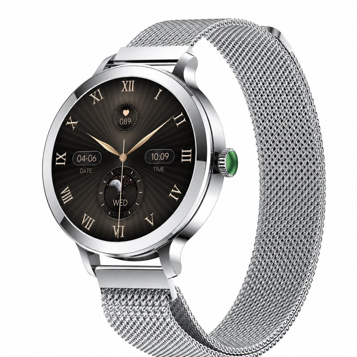 Evy24 Smartwatch Dames 38mm - AMOLED Smartwatch - Bluetooth Bellen - Horloge Dames - Hartslagmeter - Saturatiemeter - Slaapmonitor - 100+ Sportstanden - 5ATM Waterdicht - Geschikt voor iPhone & Android - Zilver