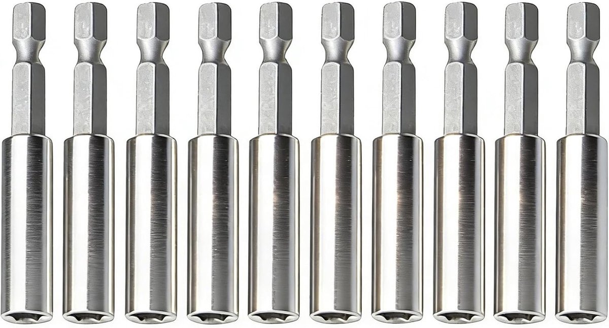 Set van 10 Magnetische Boorhouder 1/4 inch, 60mm Hex Schroevendraaier Verlengstukken voor Schroeven, Moeren en Handgereedschap