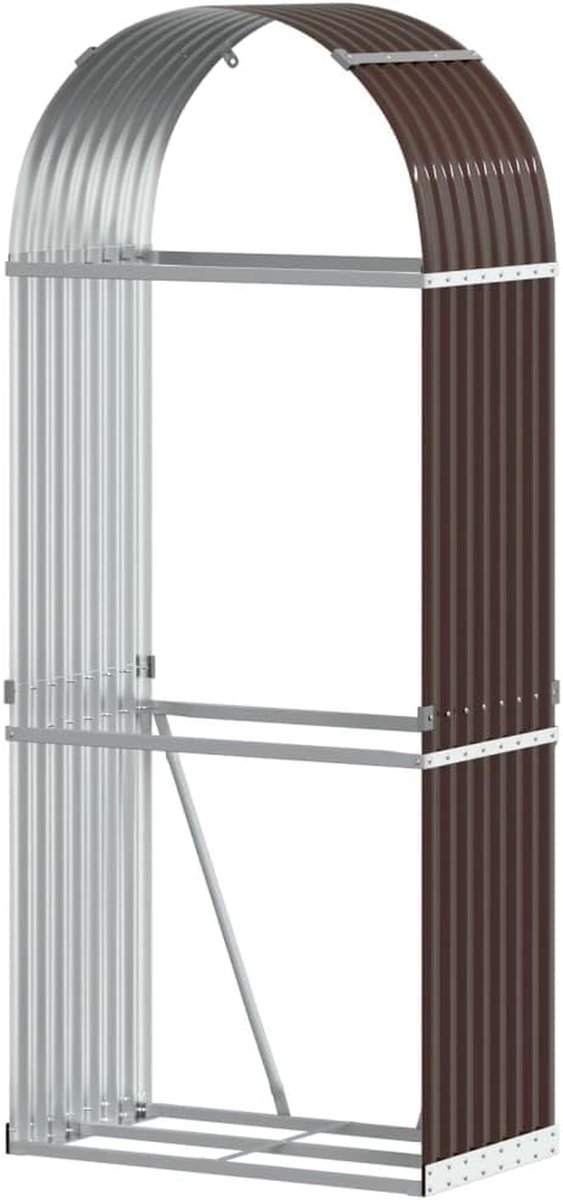 Houthokken Opslag - Houtopslag Rek - Haardhout Opslaan - Verzinkt Staal - 80x45x190 cm - Bruin