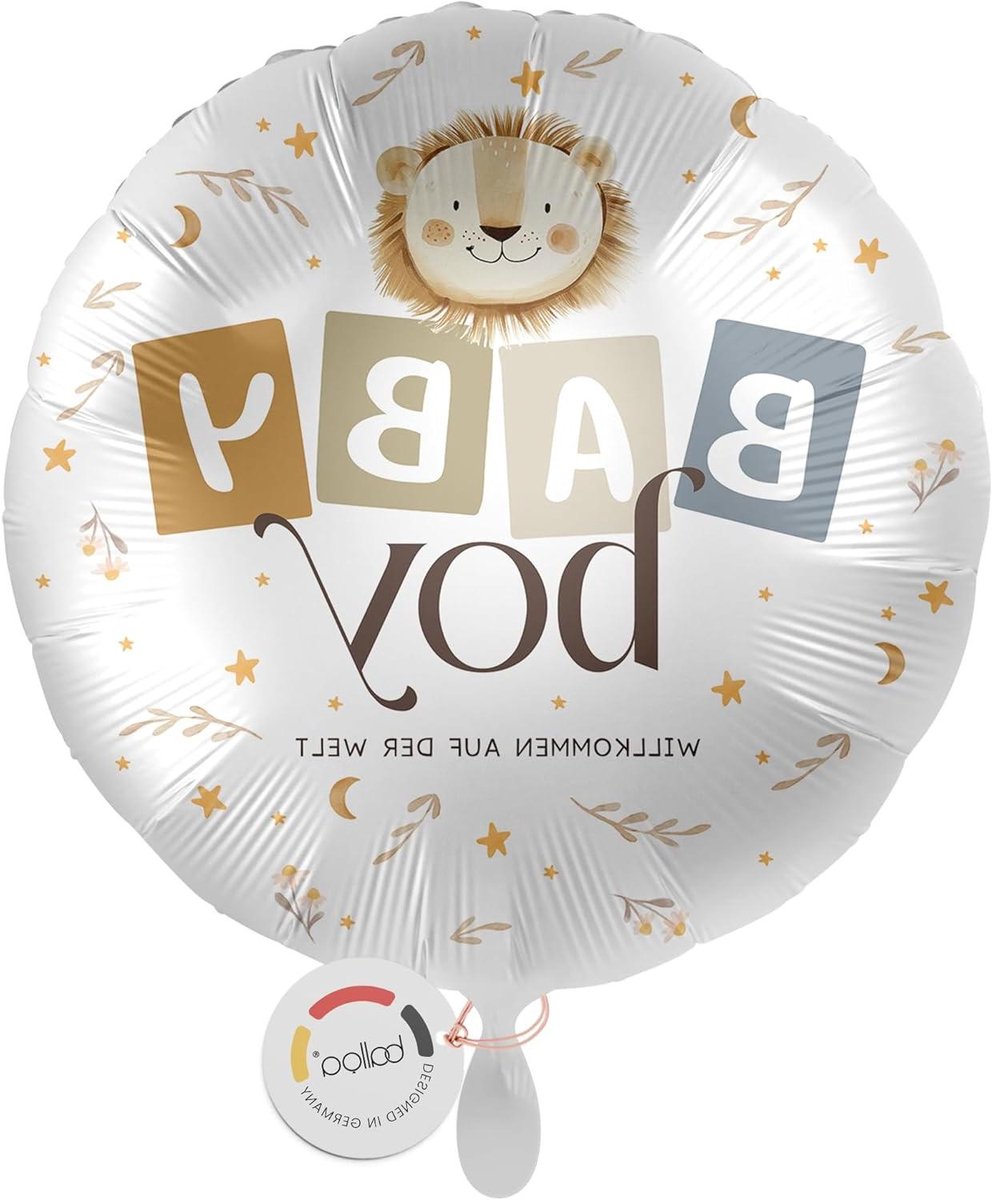 Folieballon Leeuw - Heliumballon Baby - Geboorte Decoratie - Dubbelzijdig Bedrukt - 33 cm - Blauw Bruin