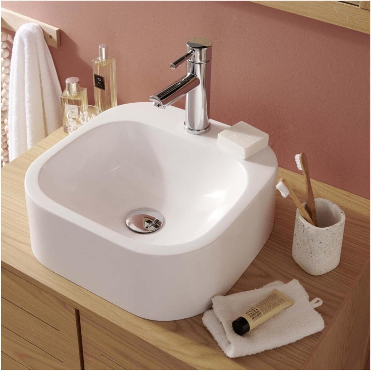 Ovale wastafel - Wastafelkom Opzetwastafel - Badkamer Inrichten - Afgeronde rondingen - 37 cm - Wit