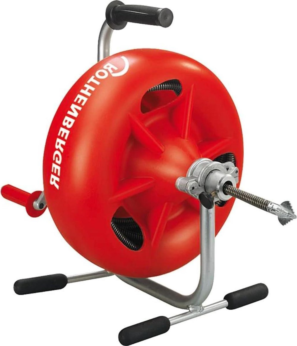 Buisreinigingsspiraal - Ontstoppingsveer Rioolveer - Verstopping Verhelpen - Handaangedreven - 15 meter - Rood