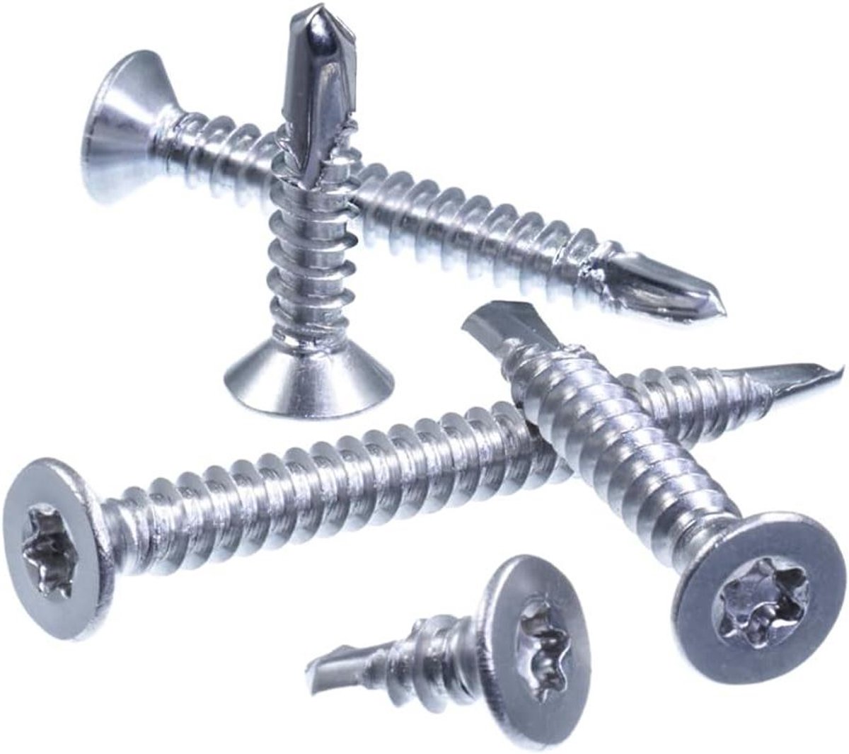 Plaatschroef met boorpunt - Metaalschroef metaal - Metaal verbinden - Roestvrij staal A2 - 35 x 25 mm - Zilver
