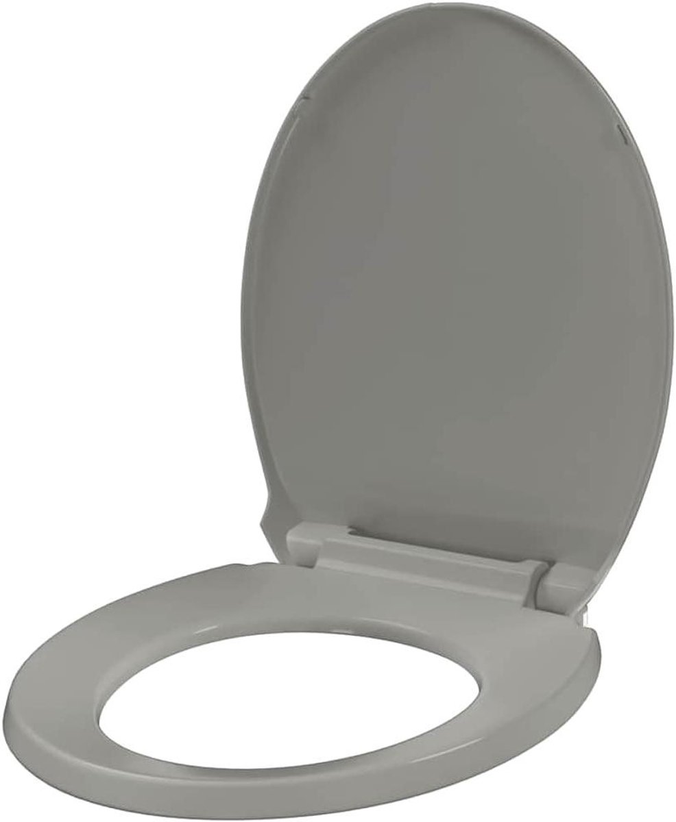 Toiletbril - WC Bril Zitting - Badkamer Vernieuwen - Soft-Close Quick-Release - 46 x 34 cm - Grijs