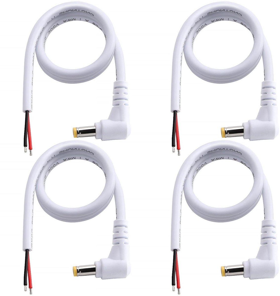 DC Power Kabel - Stroomkabel Vervanging - Apparaten Repareren - Haakse Stekker - 50cm 18AWG - Wit