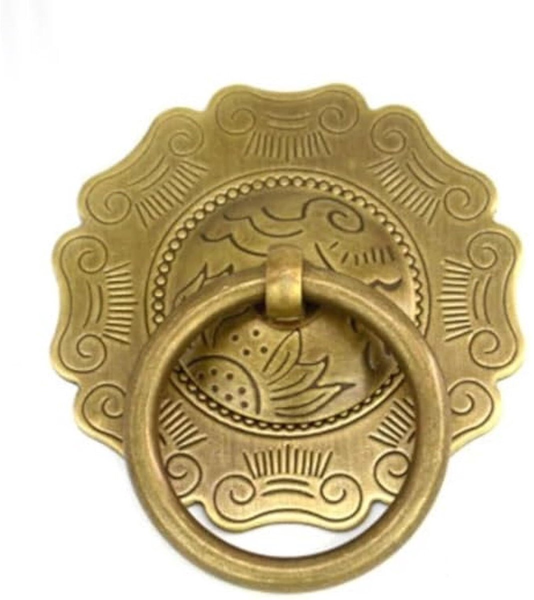 Deurklopper deurklopper deurklopper messing deurklink gravure decoratieve houten deurgrepen knoppen ronde ring klopper pull 1 st (Dia 5 cm bronskleur)