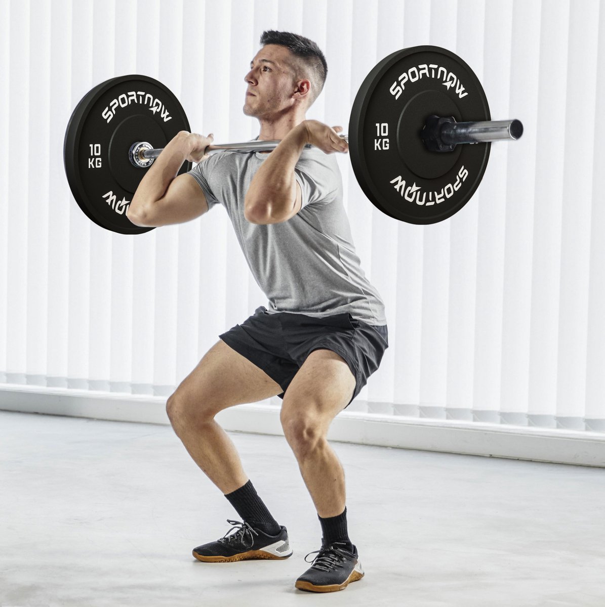 MEUNIQ halterschijven set 2 x 10 kg, olympische gewichtsschijven met Ø 50 mm boring, geschikt voor 5 cm halterstang, rubber, zwart, voor krachttraining
