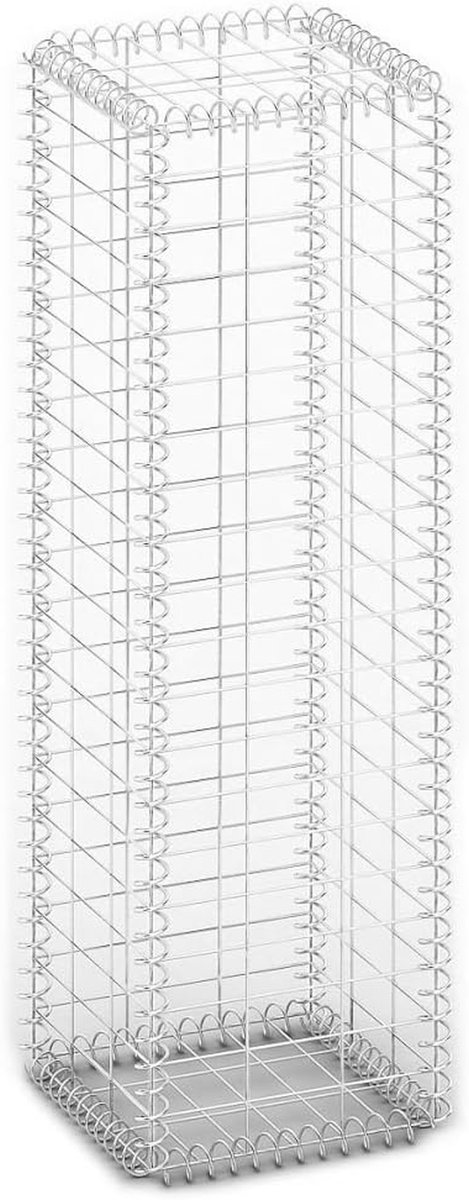 Steenkorf met Deksel - Draadmand Tuin - Tuinmuur Creëren - Verzinkt Staal - 100 x 30 x 30 cm - Zilver