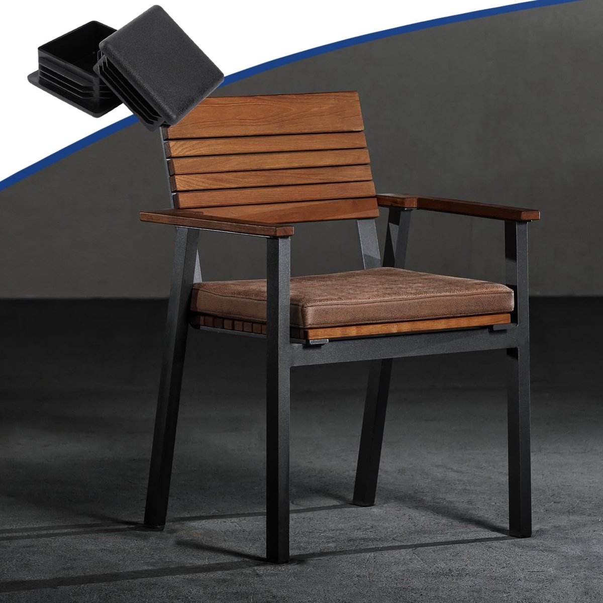 Vierkante buis, 25 x 25 mm, buisstop zwart, vierkante stop, kunststof eindstop, vierkante voetdoppen voor stoelen, planken, buisafdekking