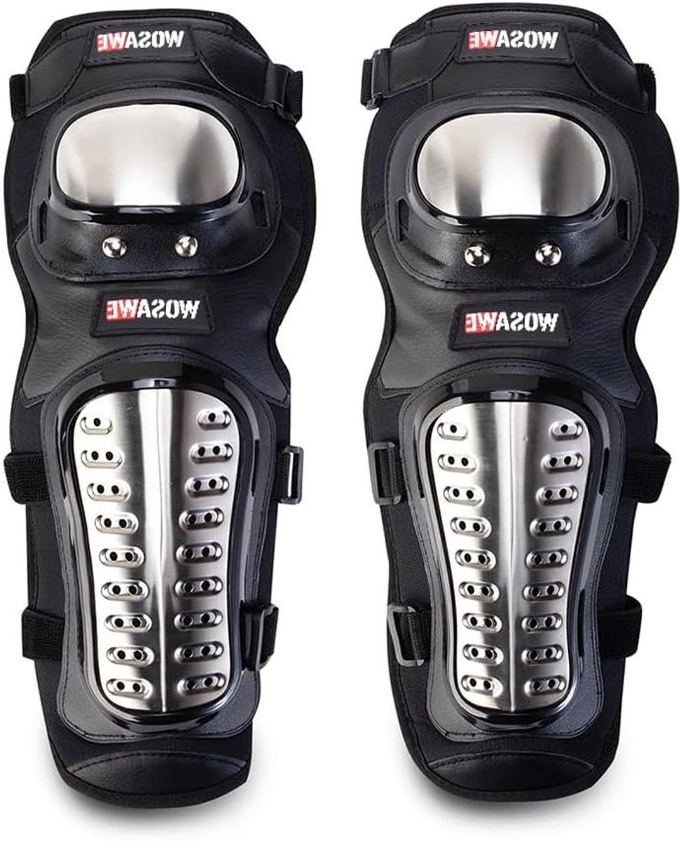 Knie Elleboog Beschermers - Beschermende Gear Sets - Sportactiviteiten - Roestvrijstalen Platen - Vrije Maat - Zwart