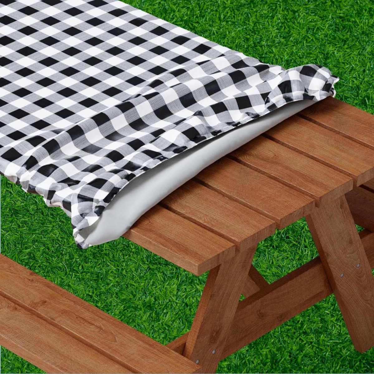 Picknicktafelhoes - Tafelkleed Hoes - Buiten Eten - Waterdicht & Afwasbaar - 183 x 76 cm - Zwart