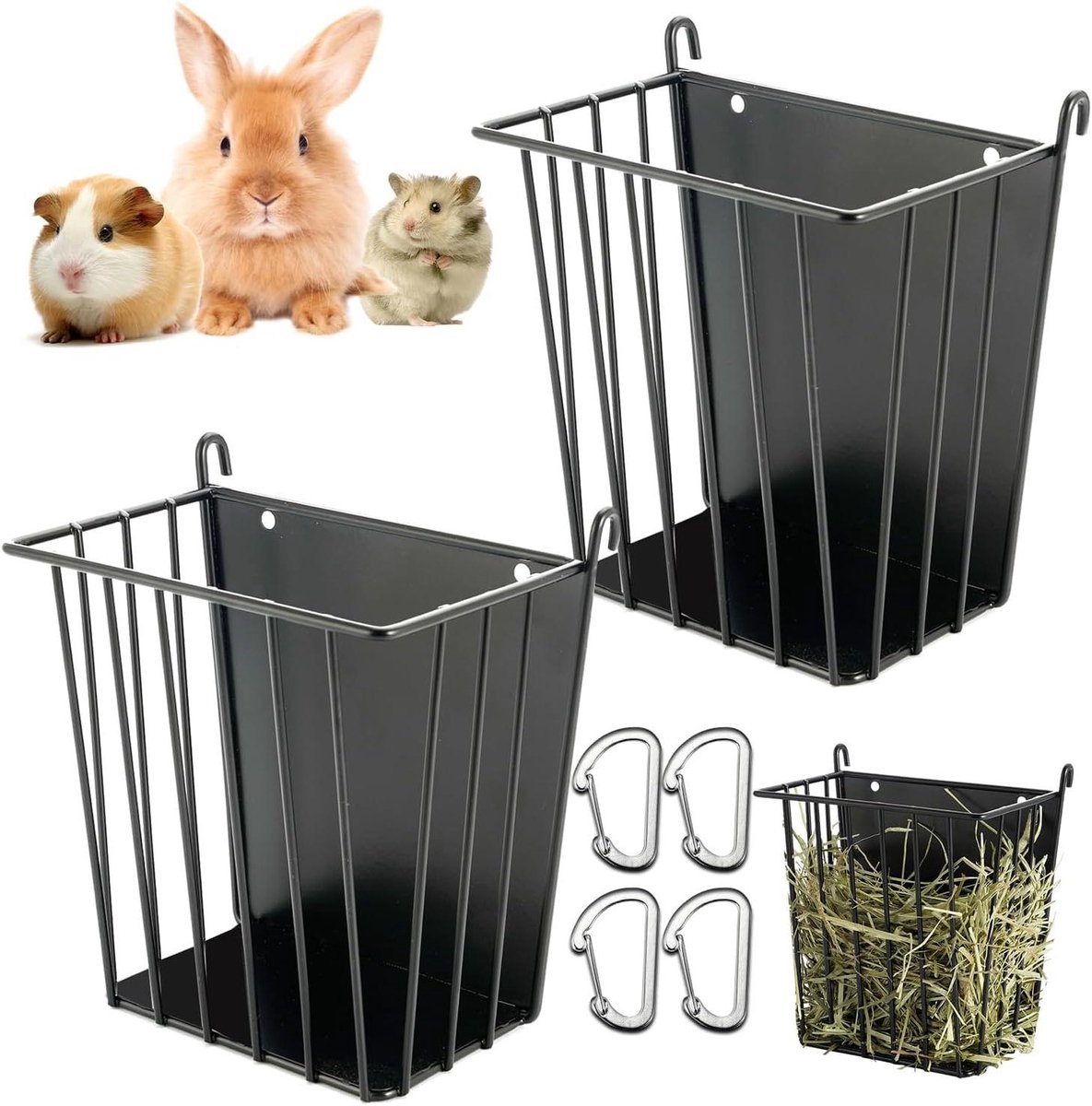 Hooivoeder Konijn Cavia - Hooirek Kleine Dieren - Voorkomt Hooi Verspilling - Stevig Metalen Frame