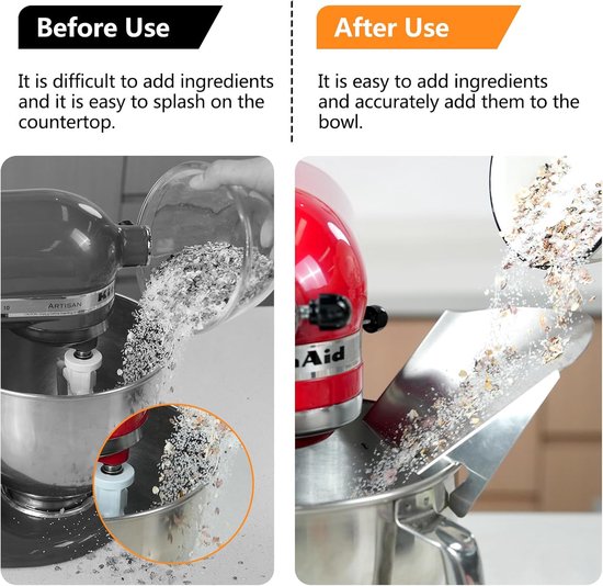 Opzetstuk Staande Mixer - Mixer Accessoire - Ingrediënten Mengen - Roestvrij Staal - 10 x 10 x 10 cm - Zilverkleurig — afbeelding 5