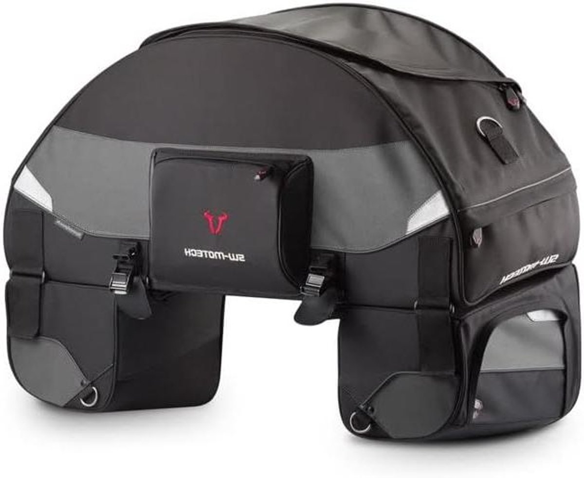 Motorfiets Bagagetas - Zijtas Achtertas - Motorbagage Vervoeren - Verstevigd Ballistisch Nylon - 75-90 Liter - Zwart Grijs