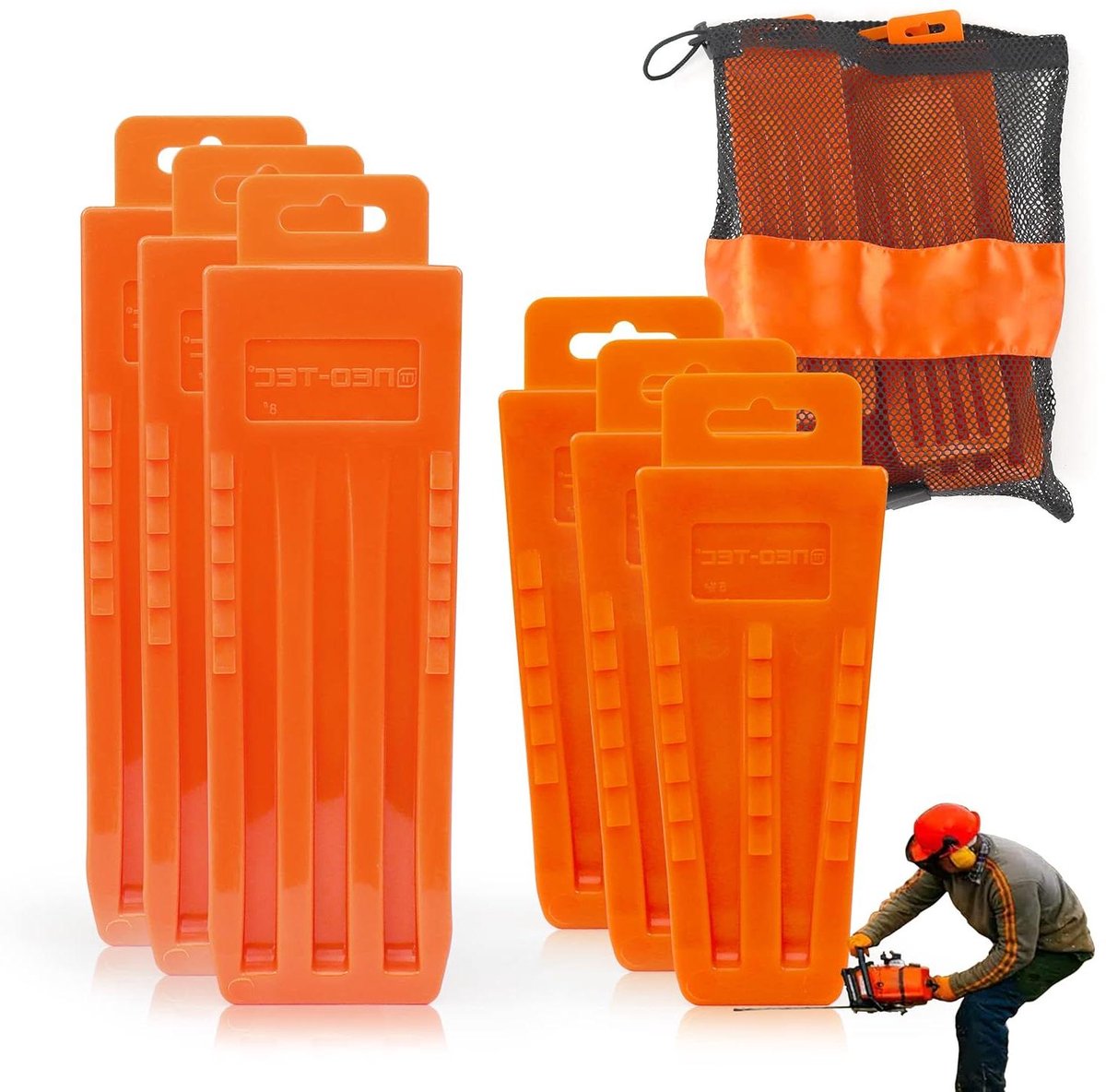 Boomkapsystemen - Boom wiggen - Veilig bomen snoeien - Met spikes - 14 cm en 20 cm - Oranje