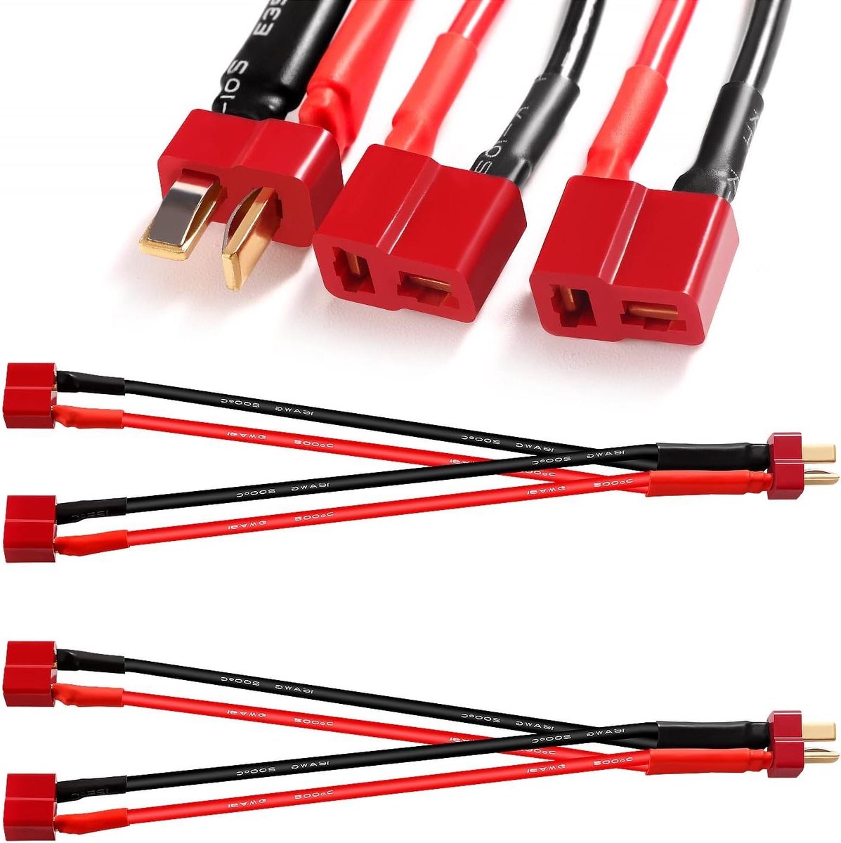 Batterij Parallelle Kabel - Y-Harnas Adapter - RC Accu Koppelen - 1 Mannelijk naar 2 Vrouwelijk - 15cm 16AWG - Zwart