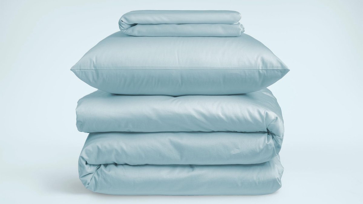 Dekbedovertrek in Katoen Satijn 140x220cm + 2 Kussenslopen 50x60cm met Fijne Ritssluiting + Hoeslakens 160x200 - Kleur: Droom Blauw