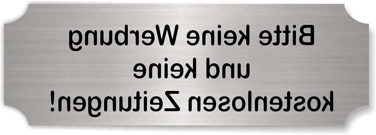 Brievenbusbord Geen Reclame - Anti Reclame Bordje - Post Ontvangen - Luxe Aluminium Look - 6 x 25 cm - Zilver