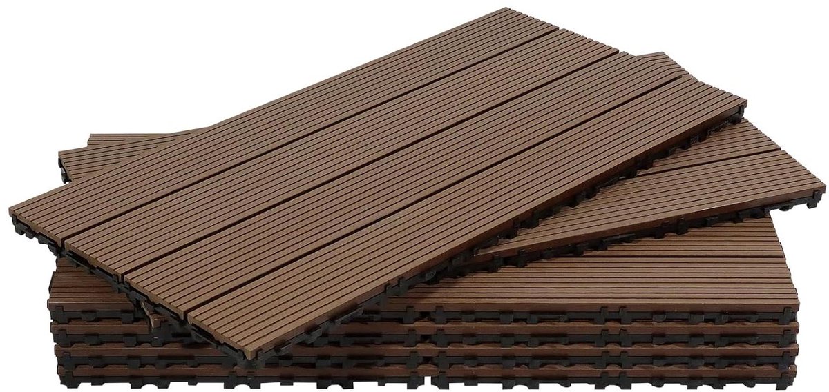Terrastegels WPC - Buitentegels Houtcomposiet - Balkon Terras - Waterbestendig Antislip - 30 x 60 cm - Bruin