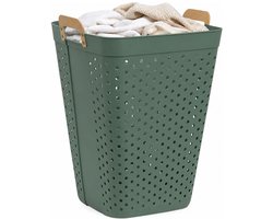 5Five zeer ruime wasmand Kolos - groen - 74 liter - 44 x 64 cm - kunststof - wasbox - mand voor wasgoed - badkamer - met handvatten
