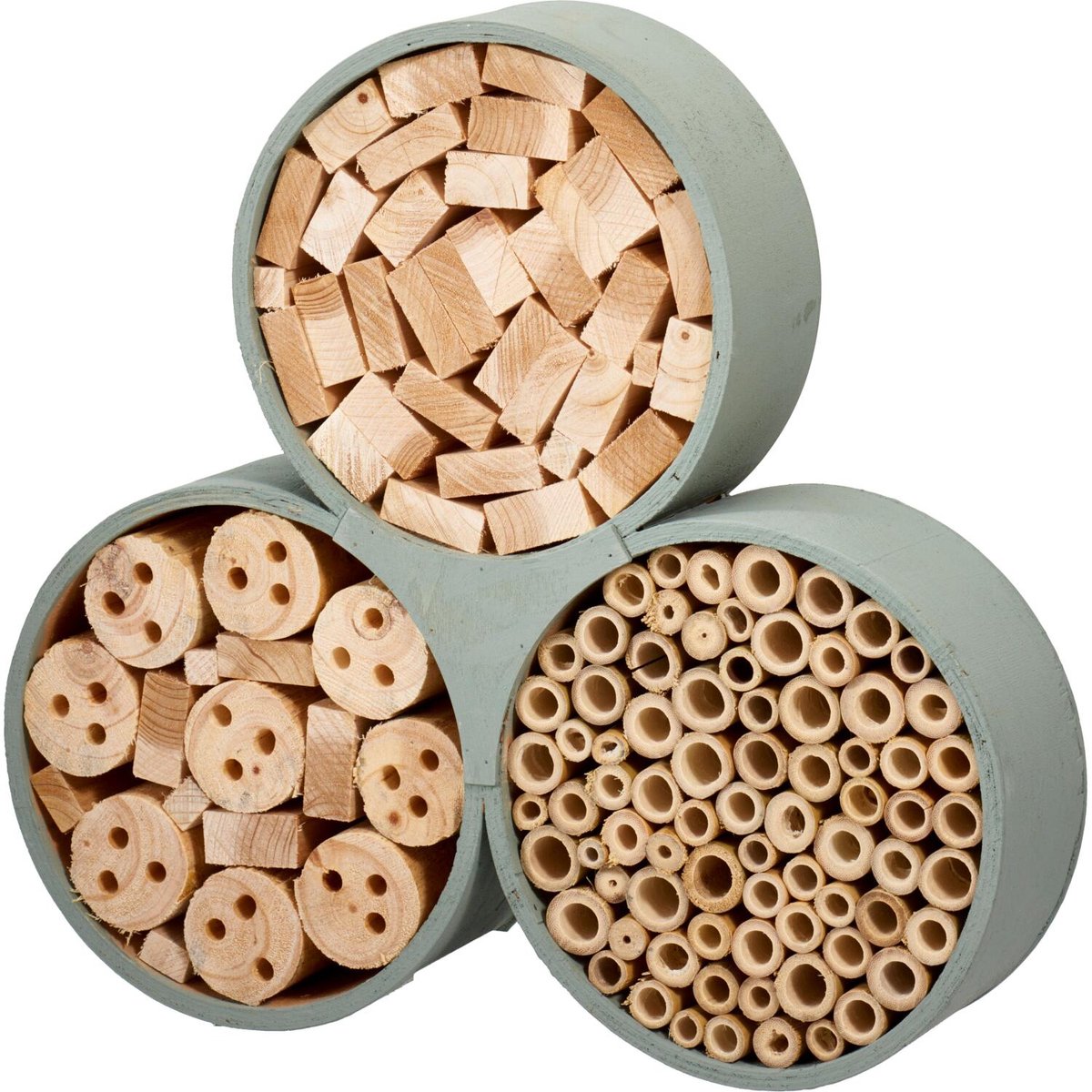 Pro Garden Insectenhotel Bugsy - hout - naturel/groen - 30 x 6 x 28 cm - bijenhotel / Insectenhuis