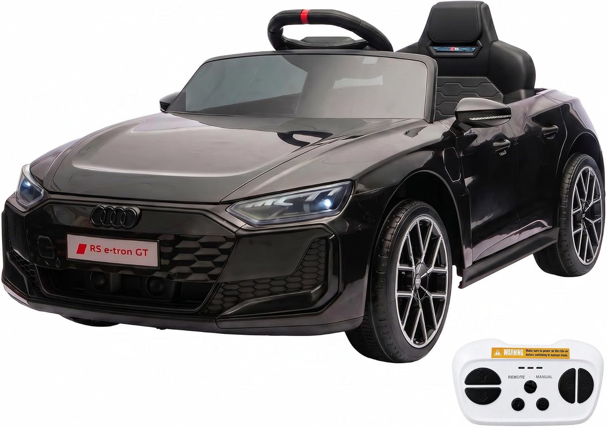 12V elektrische kinderauto – 2,4 GHz afstandsbediening – MP3-muziek – LED-koplampen – veiligheidsgordel – 3-5 km/u – voor kinderen vanaf 3 jaar – zwart