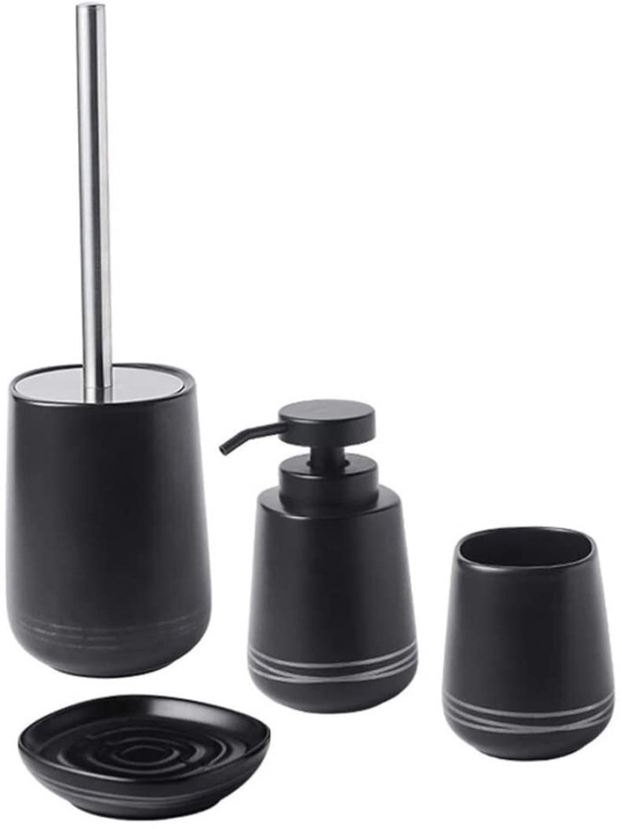 Badkamerset Zwarte Zeepdispenser Keramische Lotion Dispenser 4 Stuk Badkamer Accessoires Set Voor Badkamer Decor Badkameraccessoireset Badkamer Accessoireset
