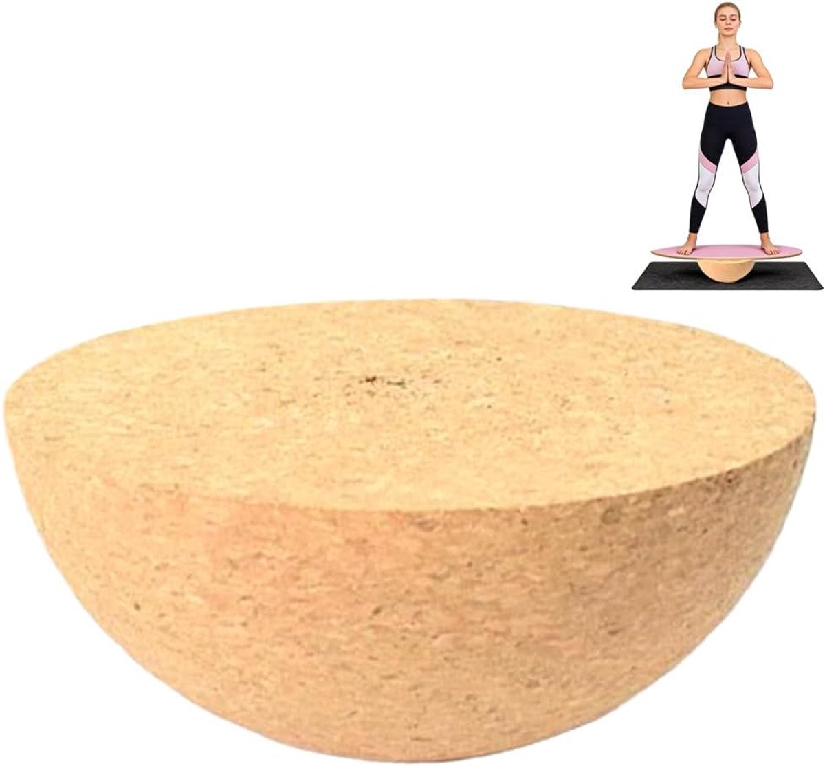 Balance Board kurk halve bol van massief kurk Ø 15 cm, balanstrainer voor kinderen en volwassenen, surf balansboard accessoires voor yoga, coördinatie en fitnesstraining