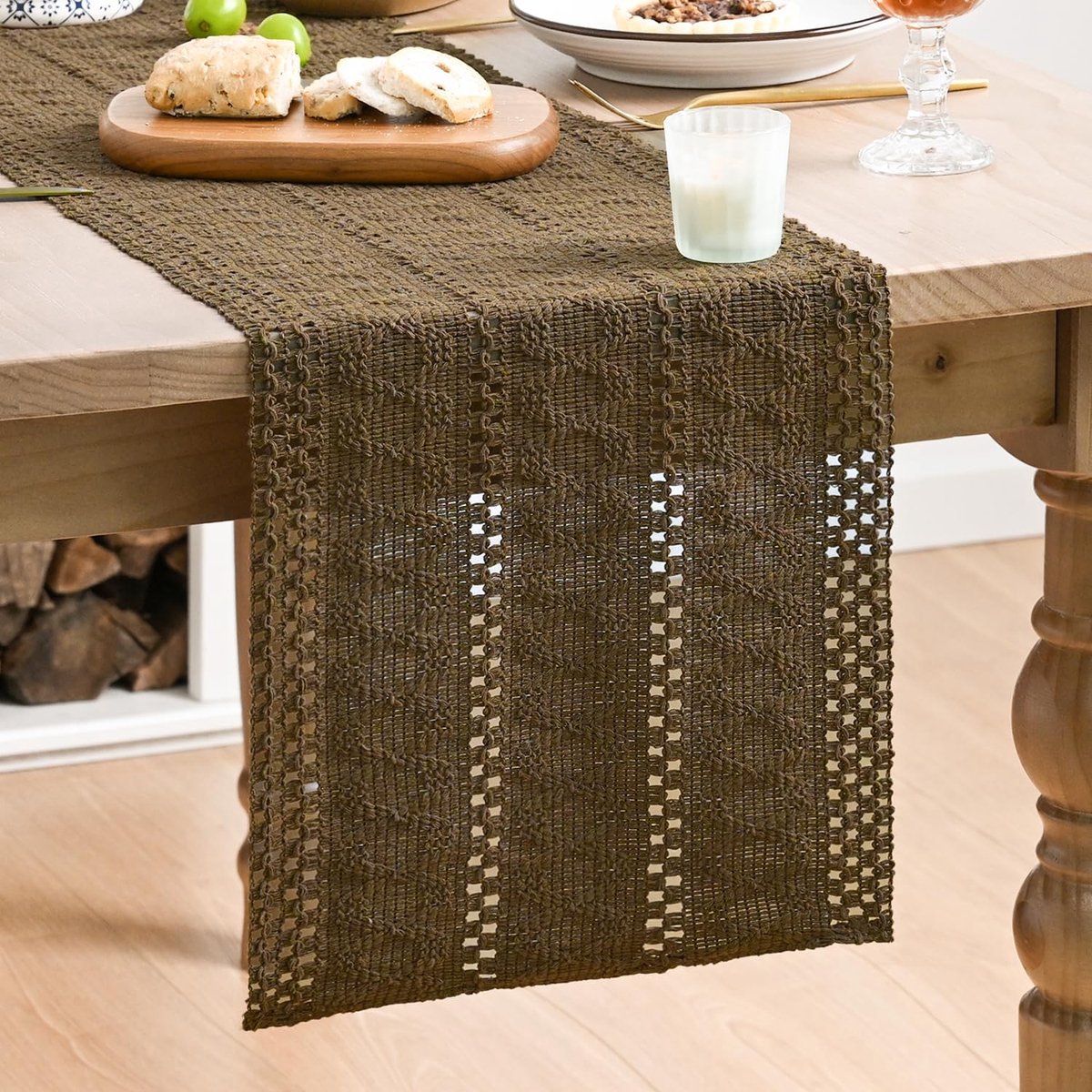 Mode Tafelloper, katoenen vlas, macramé, lichte koffietafelloper, 30 x 143 cm, keukentafel, verjaardagsdecoratie, binnen, vakantie, feestdecoratie