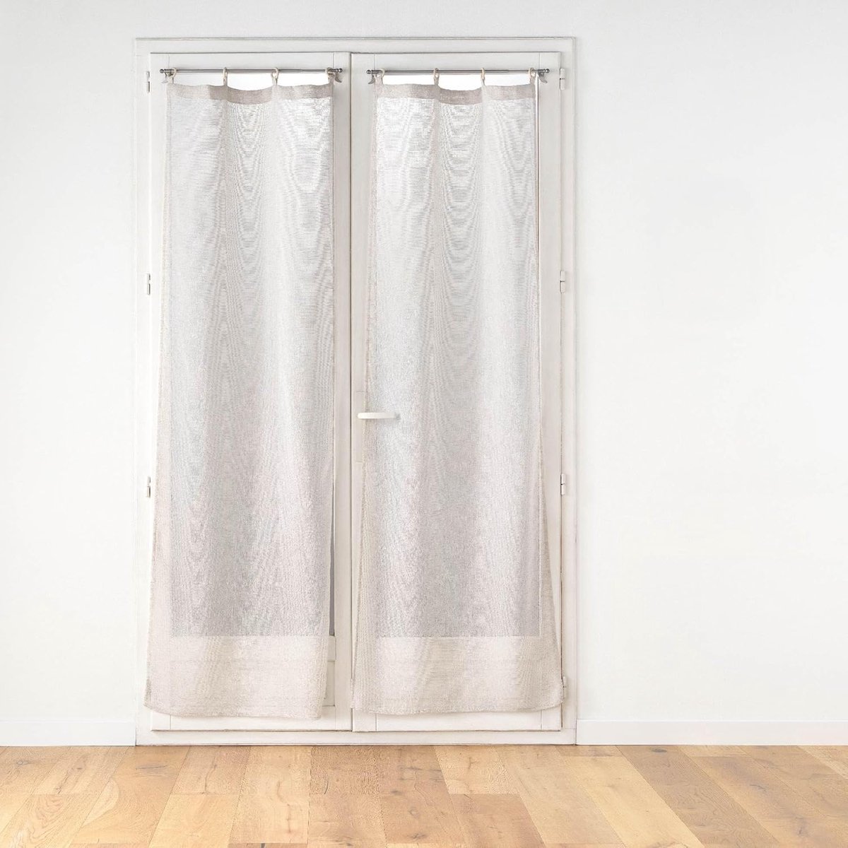 douceur d'intérieur, 1 paar gordijnen met oogjes, hout, 2 x 70 x 200 cm, Minalisa linnen, geweven voile