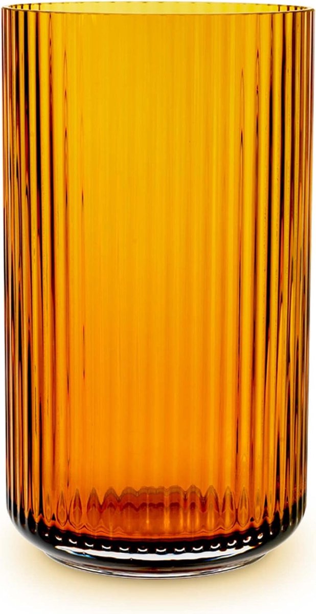 Vaas H25 cm Amber amber een hoogwaardige vaas van mondgeblazen glas in Scandinavische stijl met groeven als decoratieve vaas voor bloemen, struiken of lantaarn voor kaarsen en waxinelichtjes