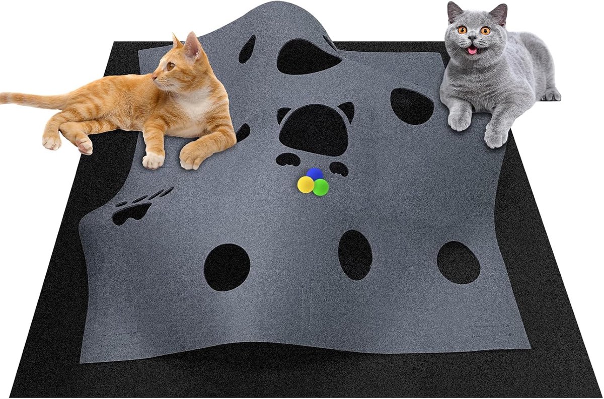 Kattenspeelgoed en krabmat, vilten tunnel, speeltunnel en ligmat voor slaapplaats, voor intelligent spelen met je grote kat en kitten No 015084058-0001