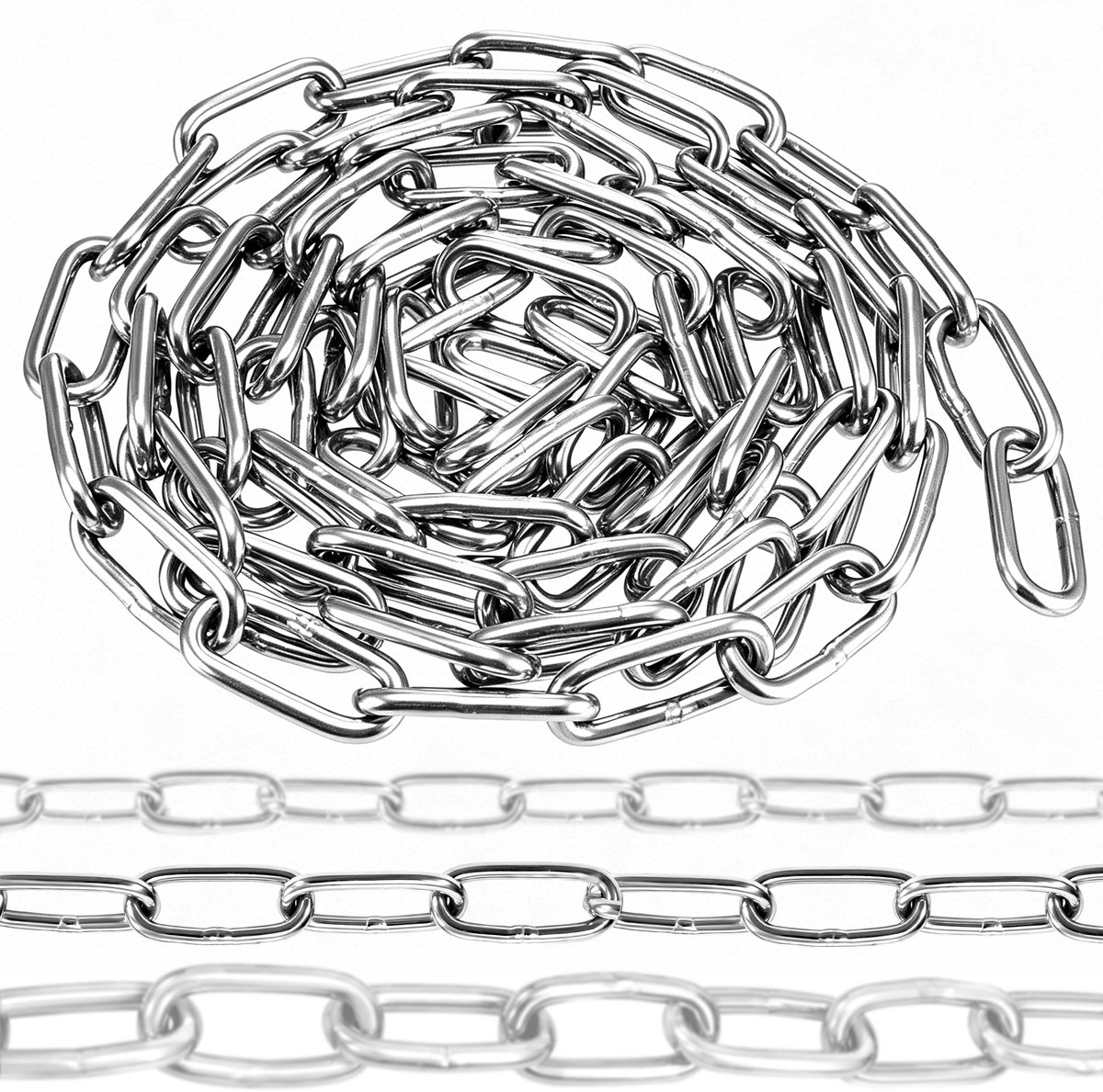 ketting, 2 m, diameter 4 mm, robuuste veiligheidsketting van metaal, kort, gelaste schakelketting, maximale belasting 200 kg, voor hek, hondenketting, hangend