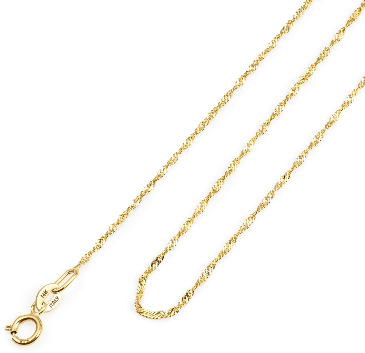 14K 18K Geelgouden Ketting voor Dames en Heren | Superdunne Fijne en Sterke Box Singapore en Gourmet Schakel Subtiele Choker van Echt Goud 40 45 50 cm
