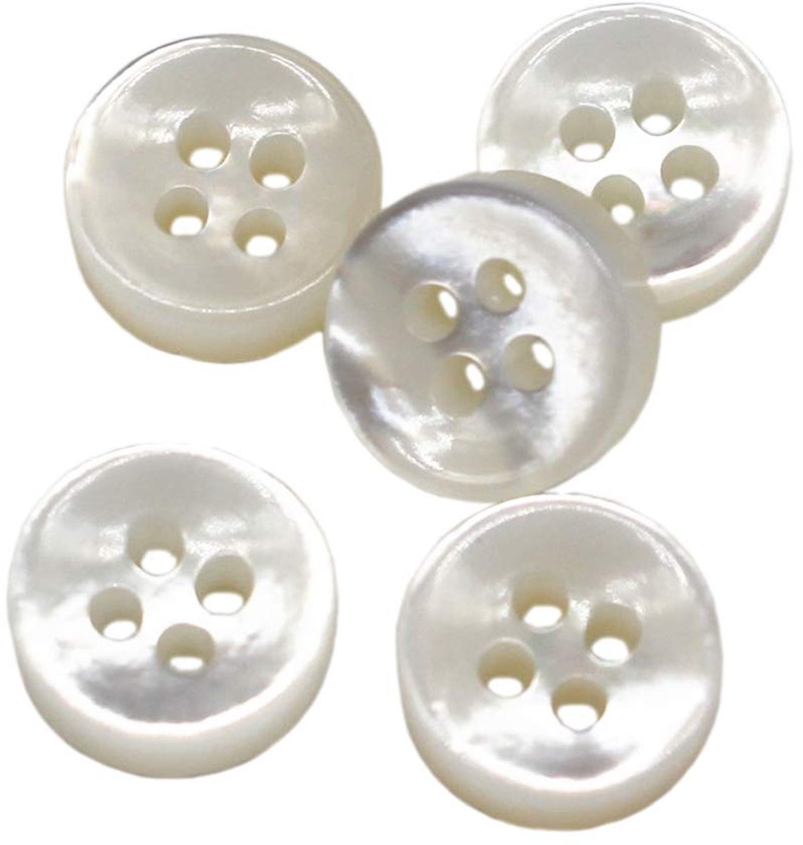 20 stks Echt Witte Parelmoer Knoppen voor Shirts 10mm 16L 4 MM Dikte Wit MOP Shirt Knoppen (Wit MOP)