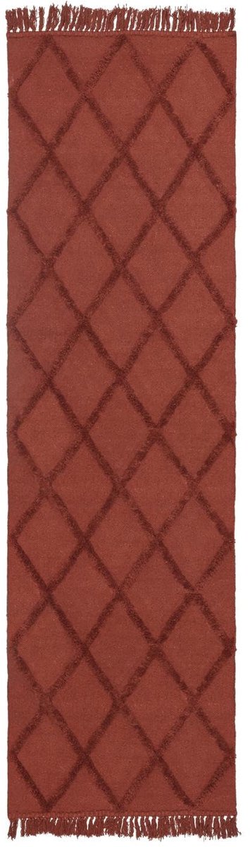 Vloerkleed, Moderne, 80 x 250 cm, Rechthoekig, Middelpolig, Woonkamer, Slaapkamer, Hal, Machinewas, Roestkleur