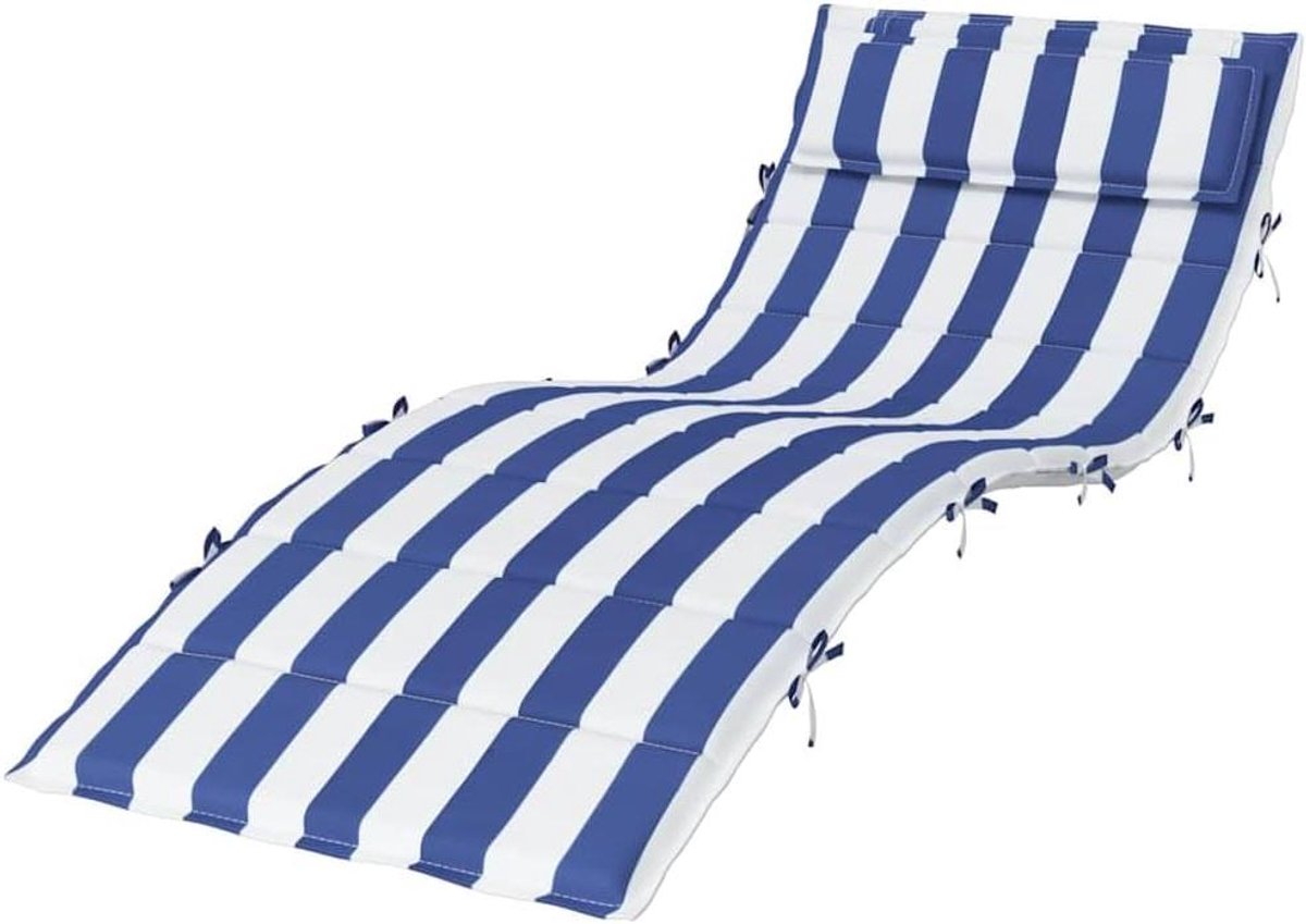 Loungestoelkussen Gestreept 180x60 cm Oxford Stof Blauw Wit