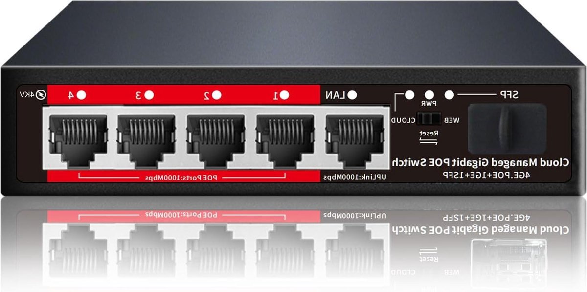 PoE Switch - Netwerk Switch - Netwerk Uitbreiden - Cloud Managed - 5 Poorten - Zwart