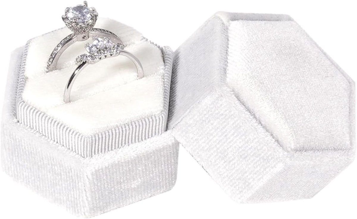 Elegante Hexagonale Ringdoos voor Trouwerij, Verlovingen en Valentijnsdag - Perfect voor het Bewaren van Ringen