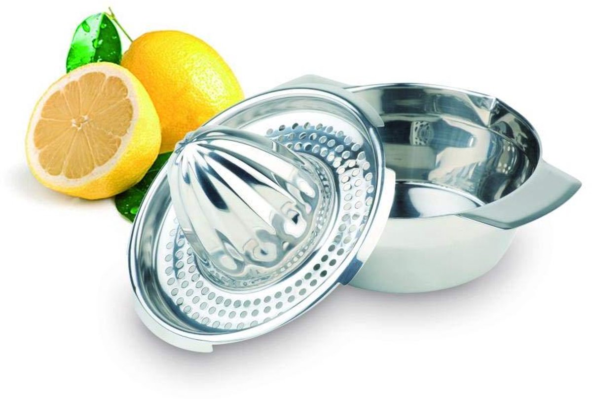 Citruspers - Sapcentrifuge Handpers - Sap Maken - Hoogglans Gepolijst - 17 x 12 cm - Zilver