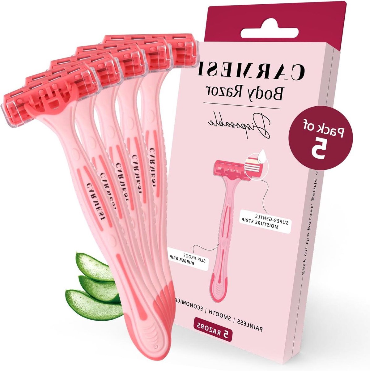 Wegwerpscheermesjes Dames - Scheermesjes Set - Gladde Huid - Aloë Vera Vitamine E - 5 Stuks - Wit