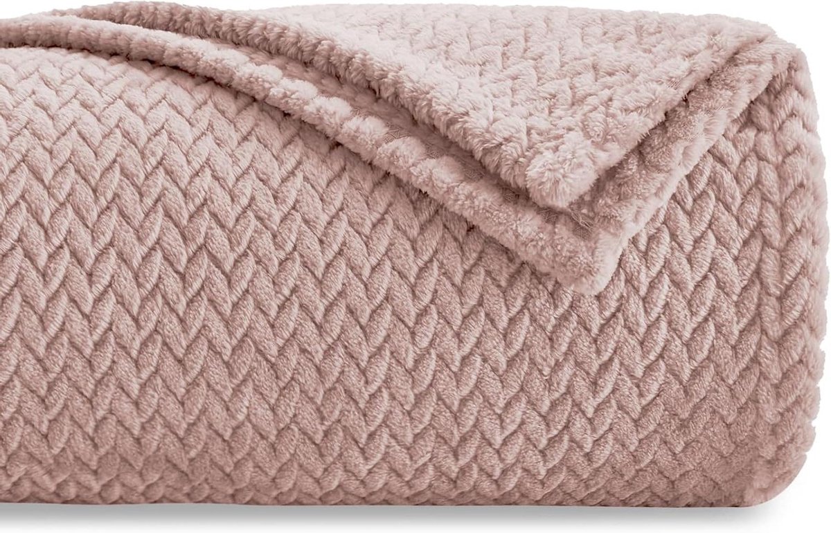 Fleece Deken - Zachte Plaid - Gezelligheid Thuis - Oeko-Tex Gecertificeerd - 130 x 150 cm - Roze